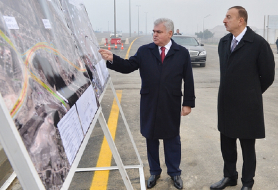 Aserbaidschans Präsident Ilham Aliyev an der Eröffnung der rekonstruierten Autostraße Zabrat-Pirshagi-Kurdakhani teilgenommen VIDEO