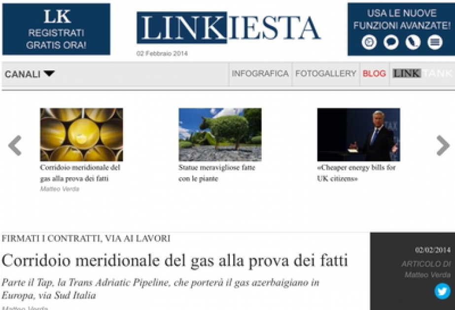 Italian online magazine writes about TAP project