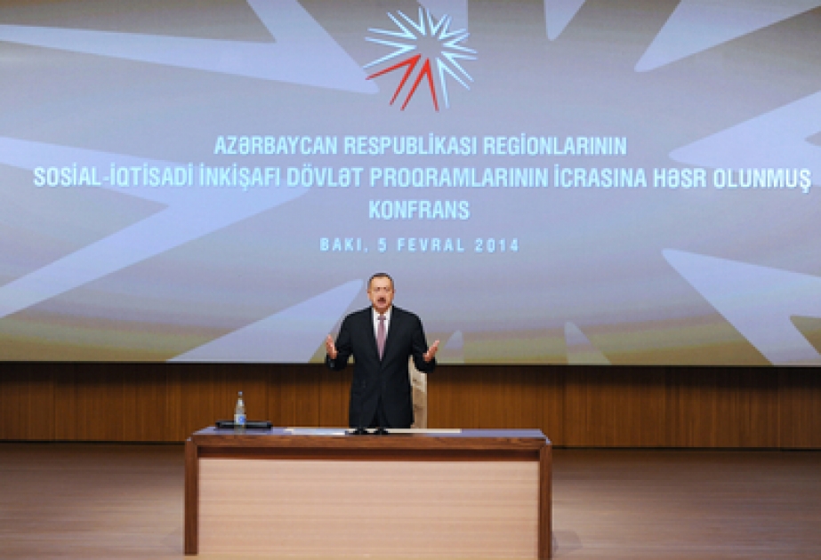 In Baku eine Konferenz gewidmet der Umsetzung von sozialökonomischen Entwicklungsprogrammen für Regionen stattgefundenPräsident Ilham Aliyev nahm an der Konferenz teil VIDEO