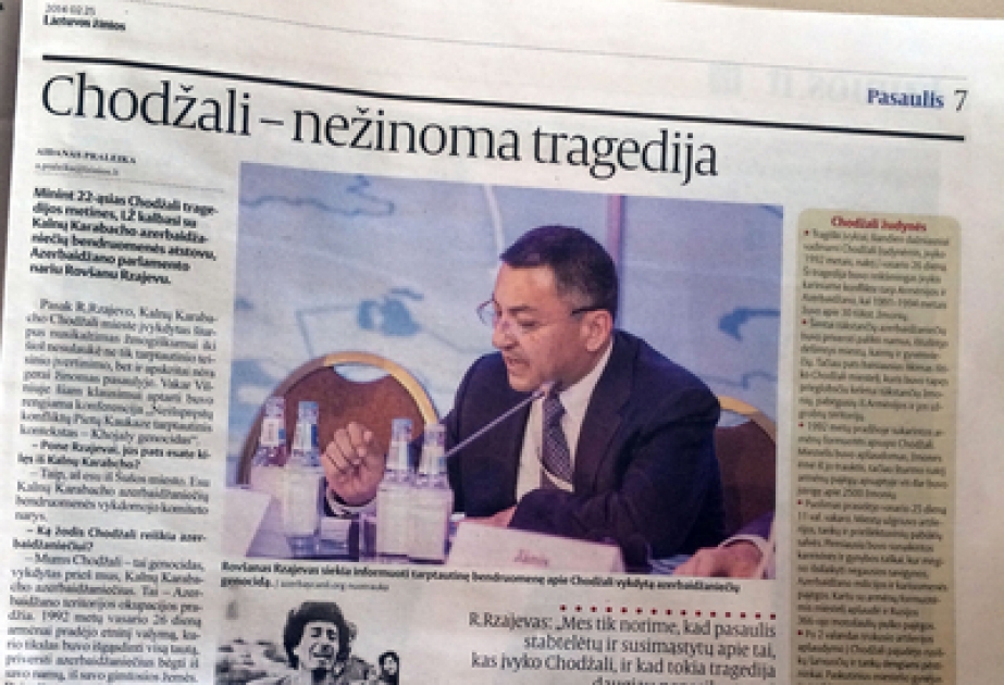 Rövşən Rzayev: Xocalı faciəsinin bir daha təkrarlanmaması üçün dünya orada nə baş verdiyi barədə düşünməlidir