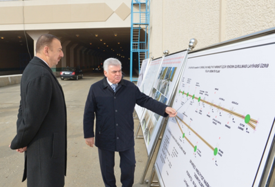 President Ilham Aliyev inspects progress of construction of road junctions in Baku VIDEO