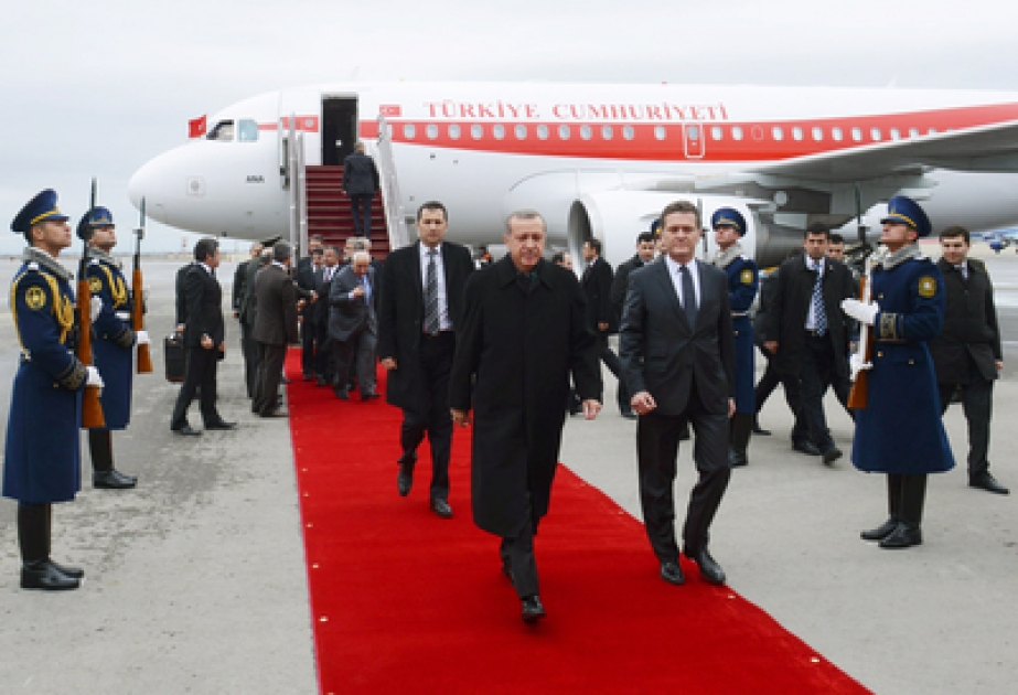 Turkish Premier Recep Tayyip Erdogan arrives in Azerbaijan for working visit