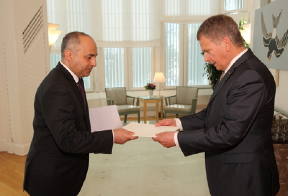 Azərbaycan diplomatı Finlandiyada səfir təyin edilməsi ilə əlaqədar öz etimadnaməsini bu ölkənin Prezidentinə təqdim etmişdir