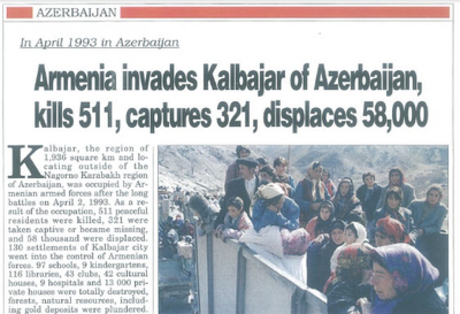 Koreya mətbuatında Kəlbəcərin işğalı haqqında məqalə çap olunmuşdur