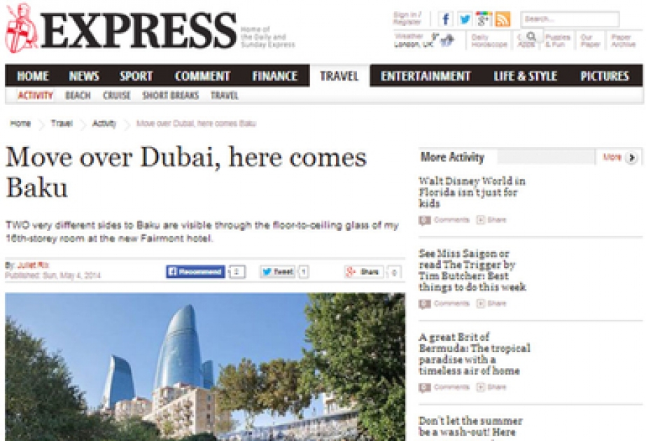 UK Daily Express: Move over Dubai, here comes Baku
