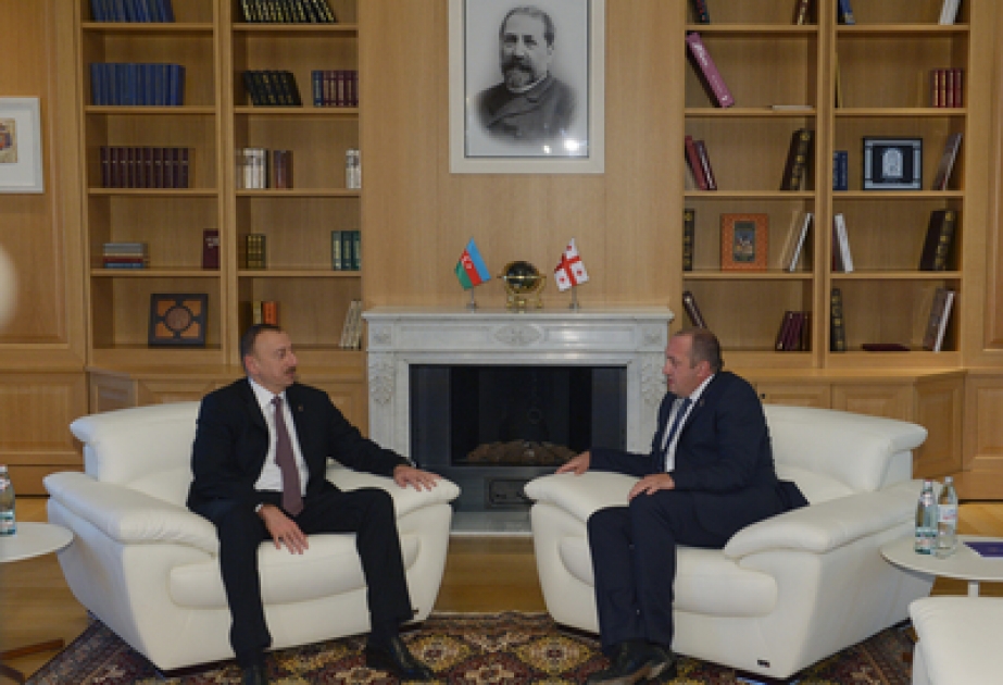Meeting of President of Azerbaijan Ilham Aliyev and President of Georgia Giorgi Margvelashvili was held in Tbilisi VIDEO