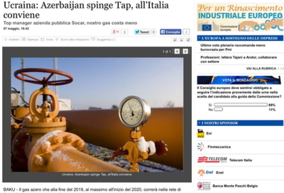 Italian news agency ANSA posts article on TAP