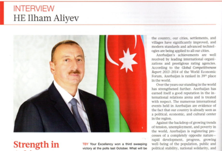 Interview de Monsieur Ilham Aliyev, président de la République d’Azerbaïdjan, au magazine «The Business Year magazine»