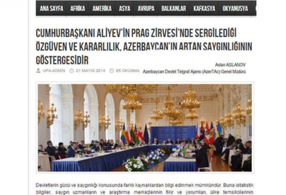 Официальный интернет-сайт Академии международной политики Турции опубликовал аналитическую статью генерального директора АзерТАдж