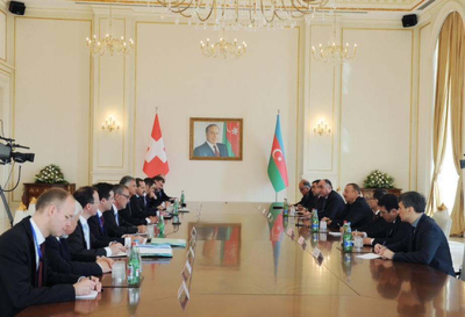 Rencontre du président azerbaïdjanais Ilham Aliyev et du président suisse Didier Burkhalter avec la participation des délégations VIDEO