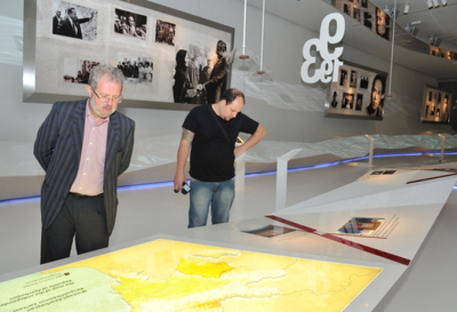 Group of participants of meeting of News Agencies World Council visit Heydar Aliyev Center