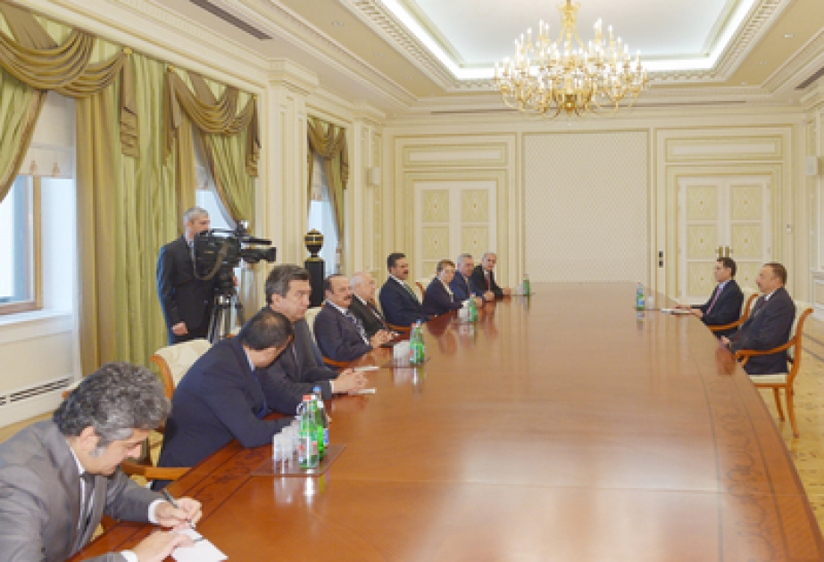 Президент Азербайджана Ильхам Алиев принял делегацию во главе с председателем Великого Национального Собрания Турции ВИДЕО