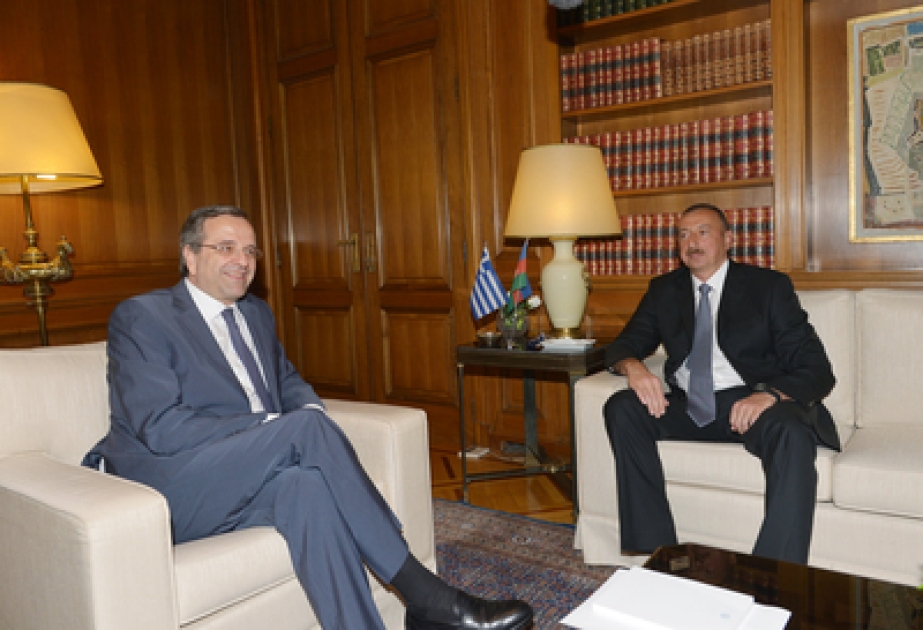 President Ilham Aliyev met with Prime Minister of Greece Antonis Samaras VIDEO
