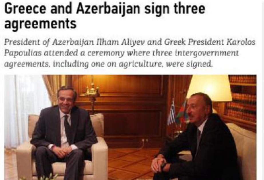Yunanıstan mətbuatı Azərbaycan Prezidenti İlham Əliyevin bu ölkəyə dövlət səfərinin əhəmiyyətini yüksək dəyərləndirmişdir