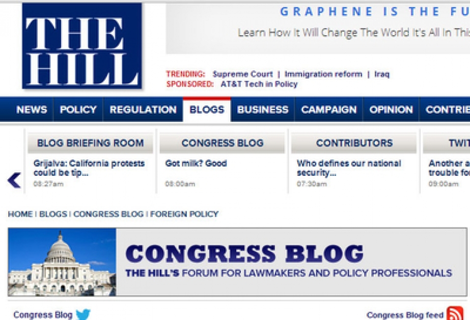 US Congressional newspaper publishes article by Azerbaijan’s Consul General on Karabakh