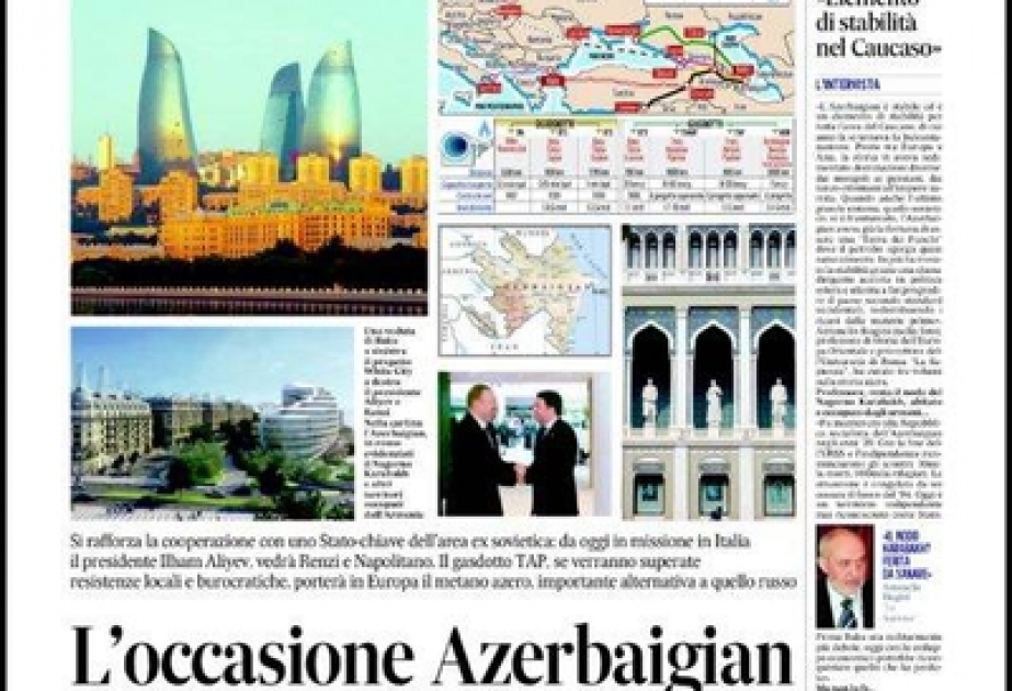 Le journal italien «İl Messaggero» : «La réputation internationale du Président azerbaïdjanais Ilham Aliyev a renforcé la coopération politique»