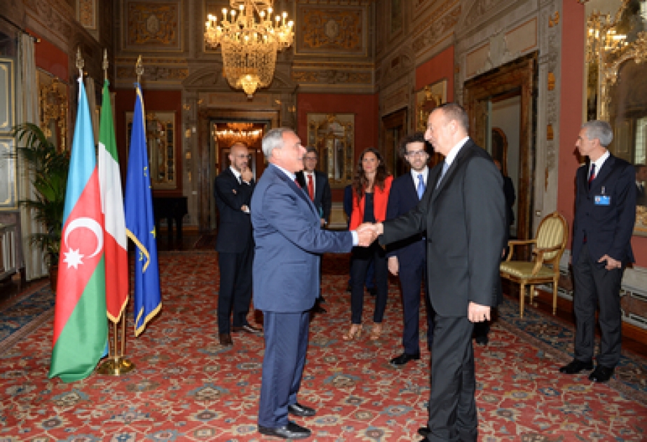 Treffen des Präsidenten von Aserbaidschan Ilham Aliyev mit dem Vorsitzenden des italienischen Senats Pietro Grasso VIDEO