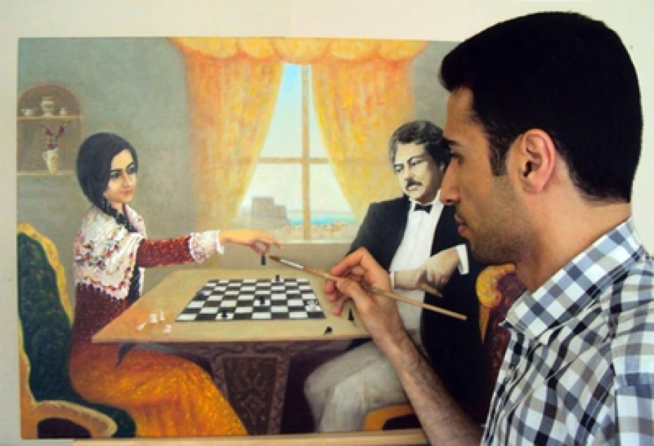 Новая работа художника Чингиза Мехбалыева – «Игра в шахматы Хуршидбану Натаван и Александра Дюма»