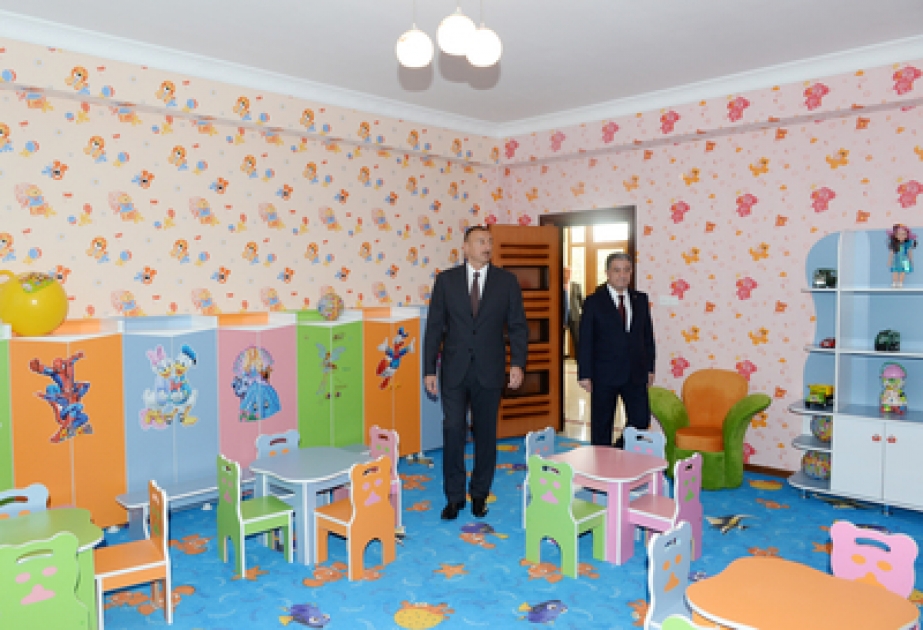 Le président azerbaïdjanais a pris part à l’ouverture d’une école maternelle à Beylagan VIDEO