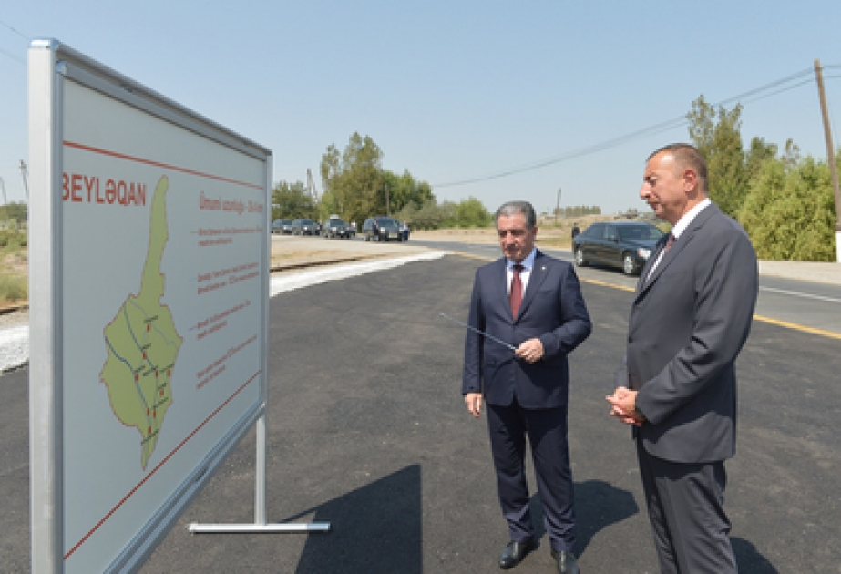 President Ilham Aliyev attended the opening of the Birinci Shahseven-Ahmadli-Dunyamalilar road in Beylagan VIDEO