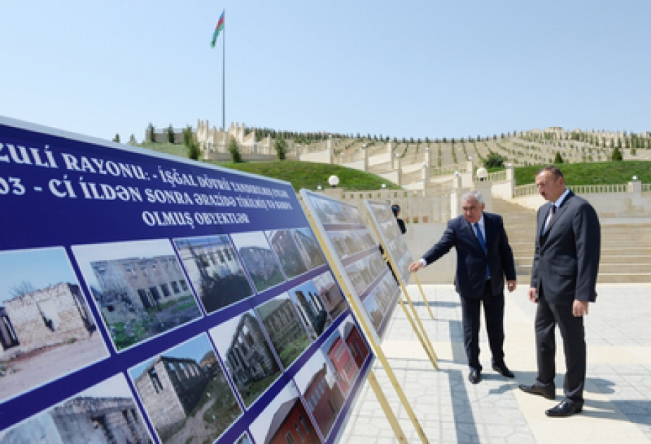 President Ilham Aliyev reviewed the Flag Square in Horadiz VIDEO