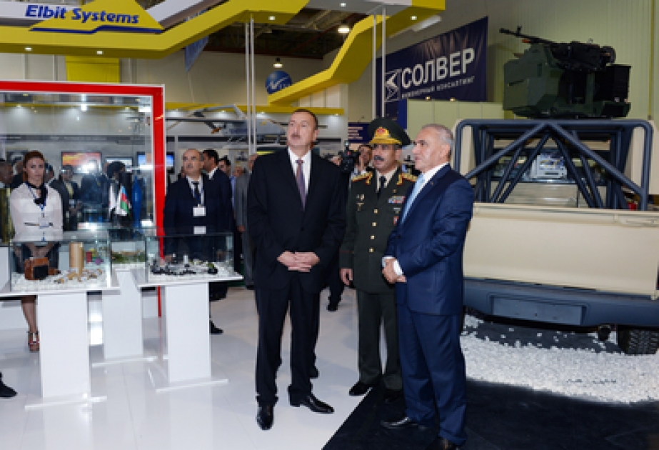 President Ilham Aliyev visited the first Azerbaijan international exhibition of defense industry VIDEO