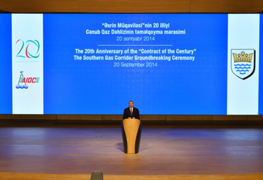 A solemn ceremony to mark the 20th anniversary of the Contract of the Century and lay the foundation of the Southern Gas Corridor was held in Baku VIDEO