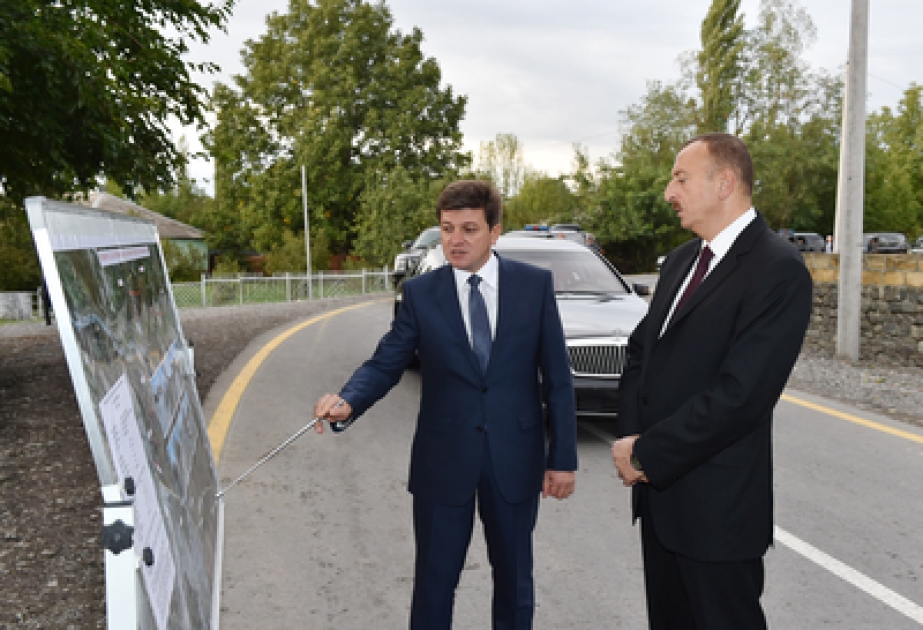 President Ilham Aliyev attended the opening of Mirzabayli-Chukhur Gabala-Dizakhli-Charkhana highway after major overhaul VIDEO
