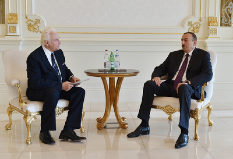 Aserbaidschans Präsident Ilham Aliyev hat den ehemaligen Präsidenten von Estland Arnold Rüütel empfangen VIDEO