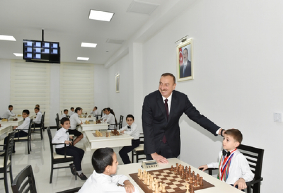 Prezident İlham Əliyev Xırdalanda şahmat məktəbinin açılışında iştirak edib VİDEO