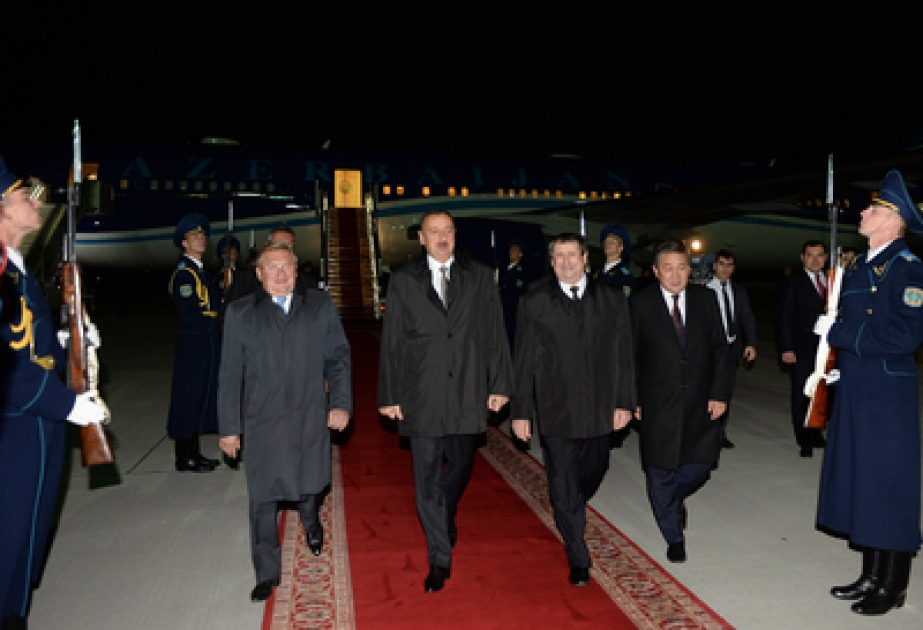 President Ilham Aliyev arrived in Minsk on a visit VIDEO
