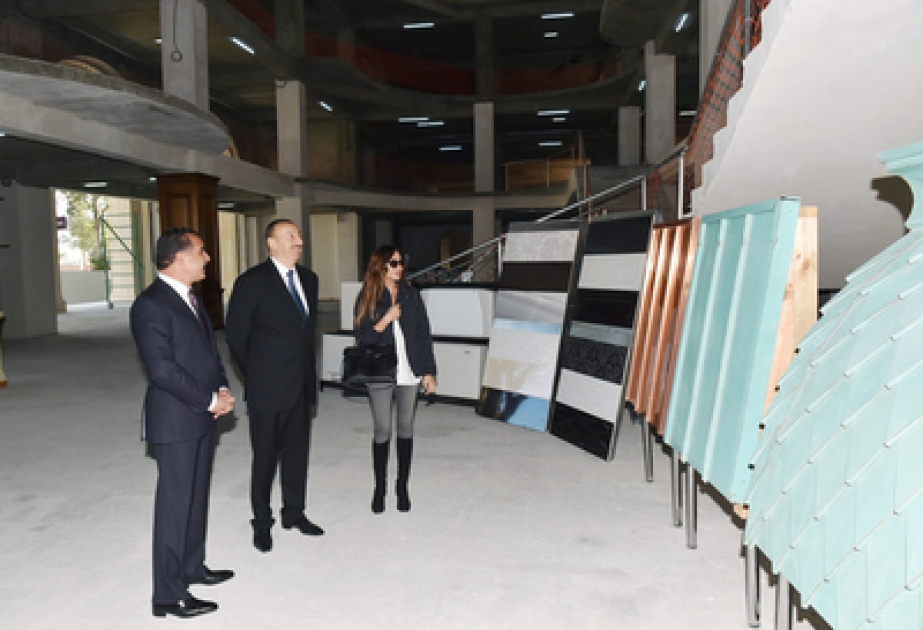 President Ilham Aliyev reviewed the progress of construction at Ganja State Philharmonic VIDEO