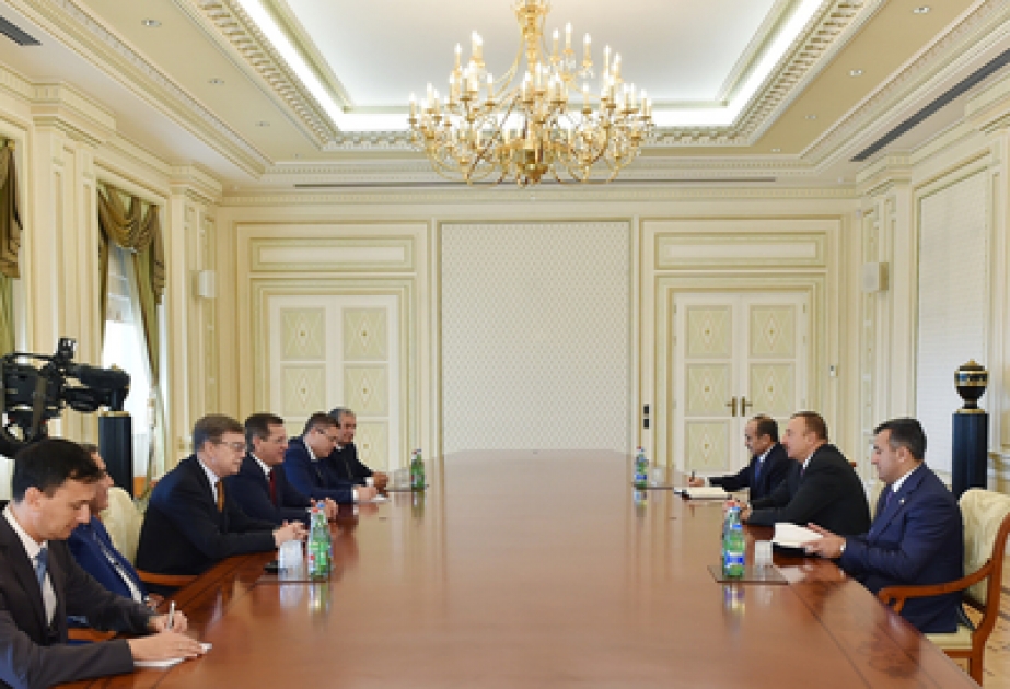 Президент Азербайджана Ильхам Алиев принял делегацию во главе с губернатором Астраханской области России ВИДЕО