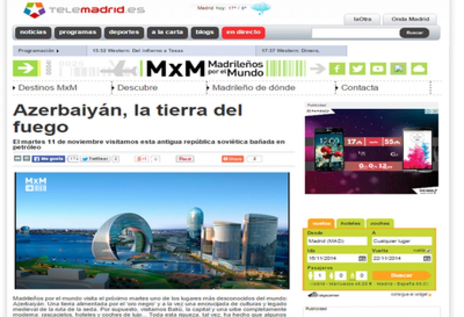 Telemadrid TV channel to telecast programme about Azerbaijan