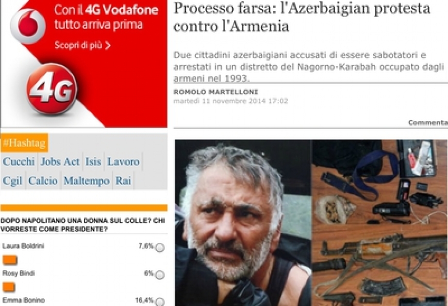 Kəlbəcərdə ermənilər tərəfindən girov götürülmüş azərbaycanlılar İtaliya mətbuatının diqqət mərkəzində