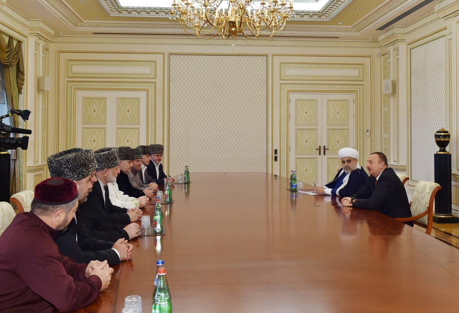阿塞拜疆总统伊利哈姆·阿利耶夫接见高加索人民最高宗教委员会成员