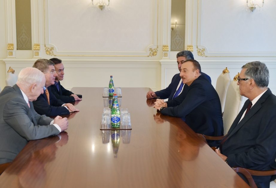 Aserbaidschans Präsident Ilham Aliyev hat die Präsidenten der Internationalen und Europäischen Olympischen Komitees empfangen VIDEO