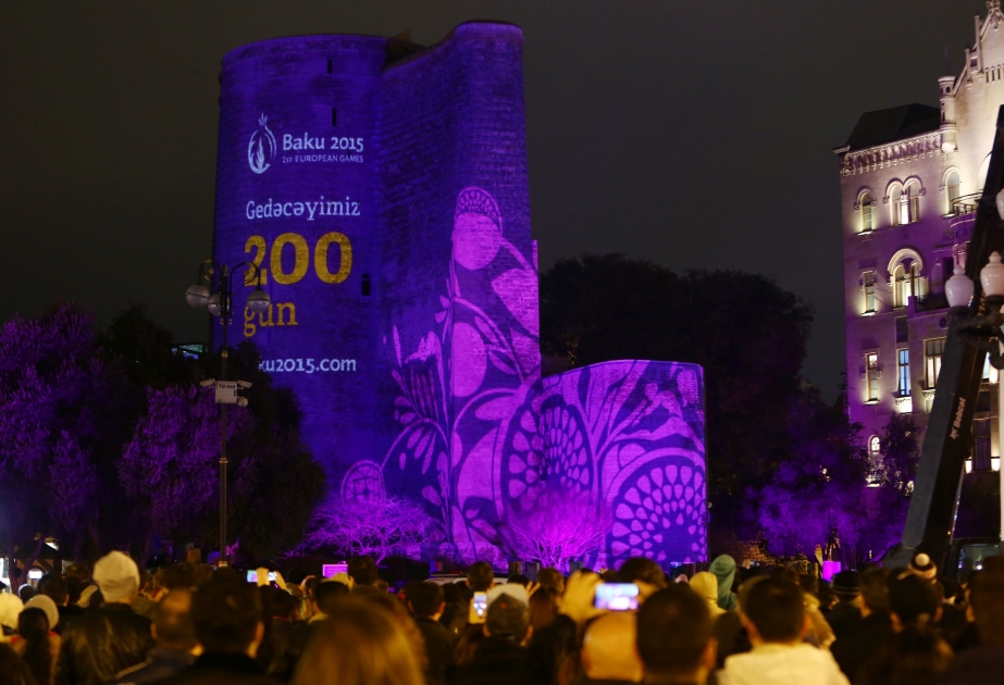 200 Days To Go 3D Projection Onto Maiden Tower VIDEO