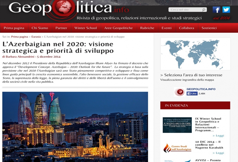 “Geopolitica” jurnalı: Qlobal iqtisadi böhran şəraitində Azərbaycanın iqtisadi artıma nail olması yüksək nailiyyətdir