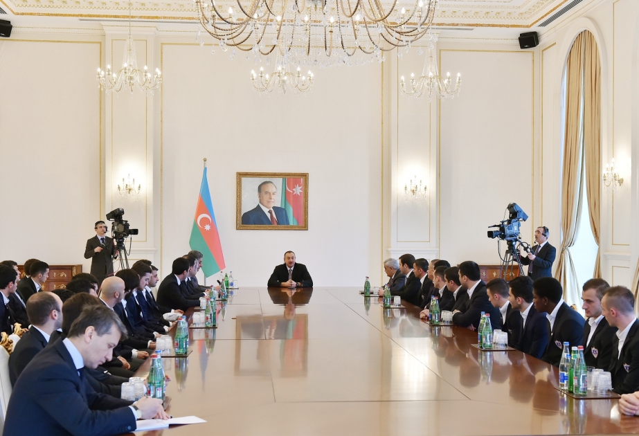 President Ilham Aliyev received members of Qarabag football club VIDEO