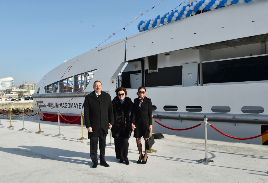 President Ilham Aliyev attended a ceremony to inaugurate the fast crew boat after world-renowned singer Muslim Magomayev VIDEO
