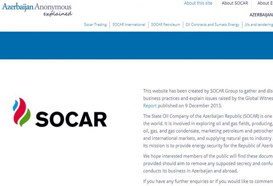 SOCAR “Azerbaijan Anonymous Explained” adlı yeni veb-səhifə istifadəyə verib