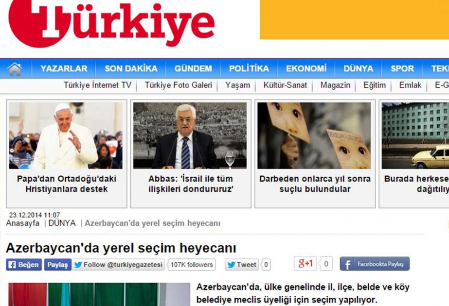 Türkiyə mediası: Azərbaycan seçicisi növbəti dəfə siyasi iradəsini azad şəkildə ifadə etdi