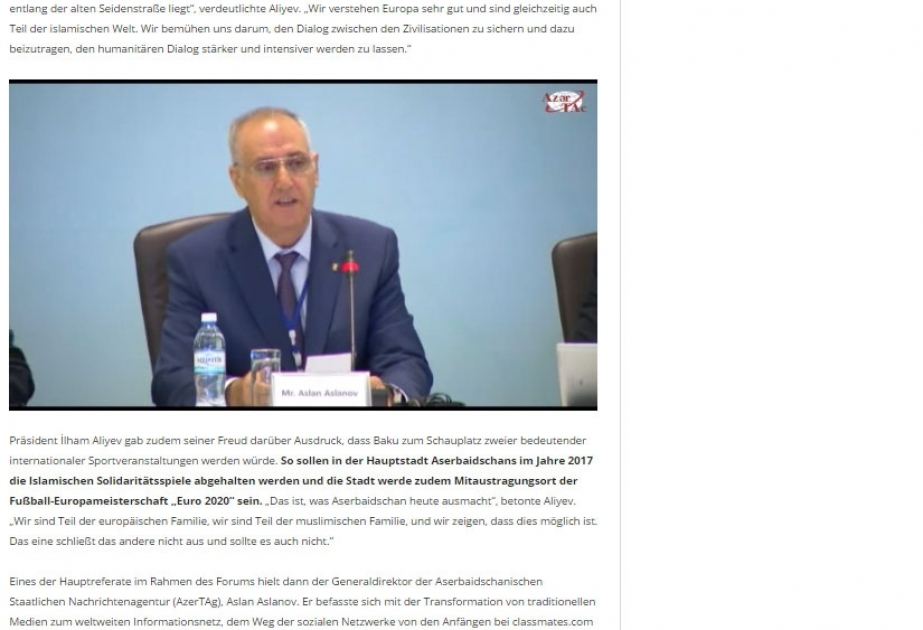 German online edition expresses interest in cooperation with AzerTAc