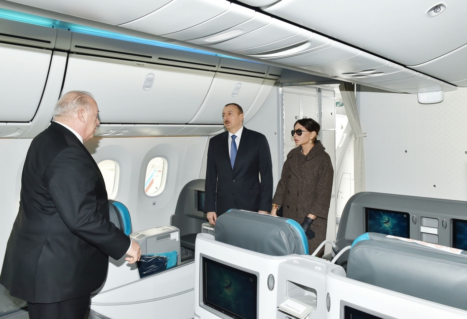 President Ilham Aliyev reviewed newly delivered Boeing-787-8 Dreamliner at the Heydar Aliyev International Airport VIDEO