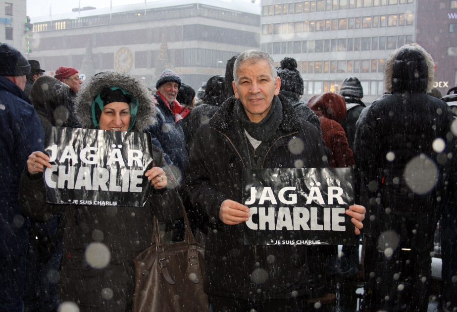 В Стокгольме прошли манифестации против нападения на редакцию журнала CharlieHebdo