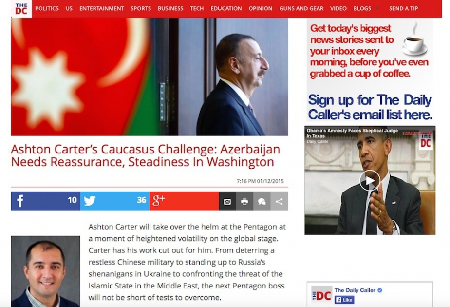 Amerikalı analitik Vaşinqtonu Azərbaycanı səylərinə və etibarlılığına görə qiymətləndirməyə çağırdı