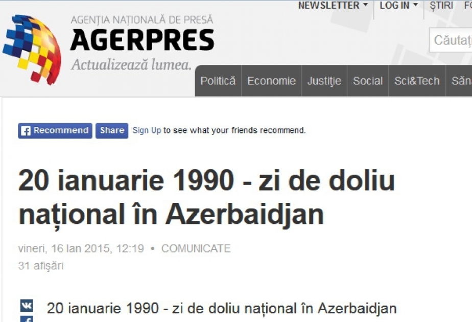 20 Yanvar faciəsi ilə bağlı həqiqətlər Rumıniya, Bolqarıstan, Xorvatiya KİV-lərində