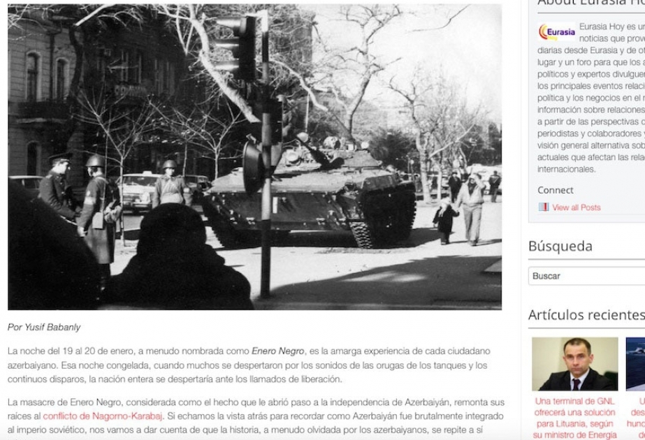Im us-amerikanischen Nachrichtenportal “Eurasia Hoy” ein Artikel über den Schwarzen Januar veröffentlicht VIDEO