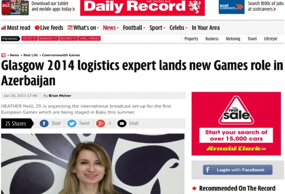 Daily Record: Glasgow 2014 logistics expert lands new Games role in Azerbaijan